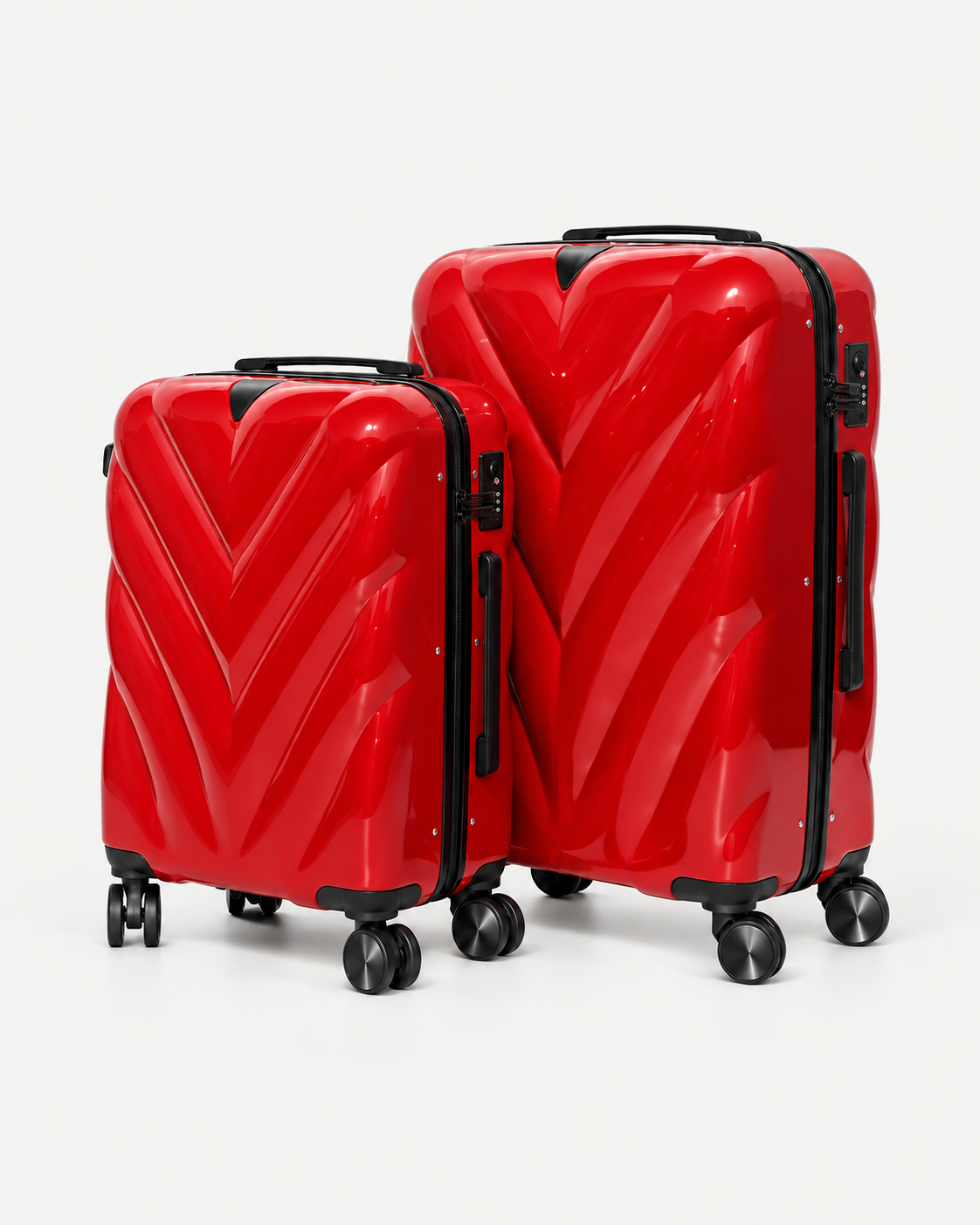 Setsail red V-pattern luggage set